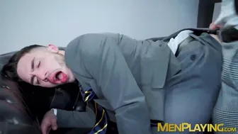 Allen King rips Luciano's suit pants for a hard anal fuck