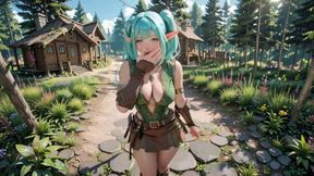 Forest Fantasy! Blue Elf Kneeling, Green Elf Teasing, Sun-dappled Magic &amp; Wand Play, Who Gives in First?