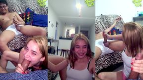 threesome - botamos a esposa do meu amigo pra mamar nos dois