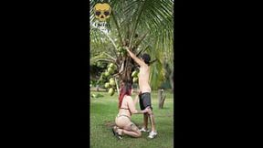 Redhead MILF gives wet blowjob on outdoor scene