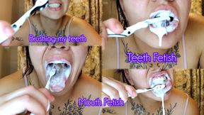 Brushing my teeth with a lot of toothpaste and saliva - Teeth Fetish - Mouth Fetish