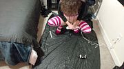 plugged and caged femboy cums