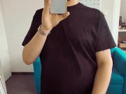Dual Cock - jerking off in the mirror and came on my own reflection
