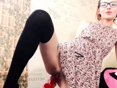 Skinny amateur babe toys her small shaved cunt