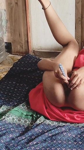Desi Bhabhi Shivani Masturbating in Red Saree.