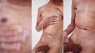 Castrated Trans Girly Gets Messy in Shower
