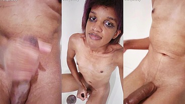 Castrated Trans Girly Gets Messy in Shower