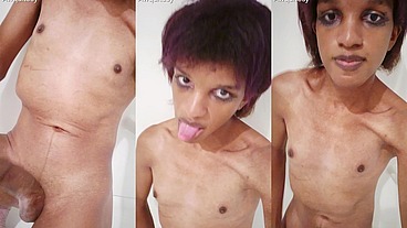 Castrated Trans Girly Gets Messy in Shower
