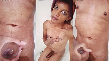 Castrated Trans Girly Gets Messy in Shower