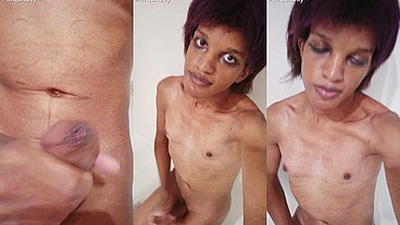 Castrated Trans Girly Gets Messy in Shower
