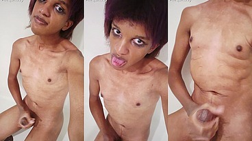Castrated Trans Girly Gets Messy in Shower