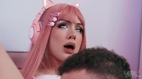 TRANS ANGELS - Marcus McNeil Pounds His Pink-Haired StepSis Rana Katana After Catching Her Jacking Off On Cam