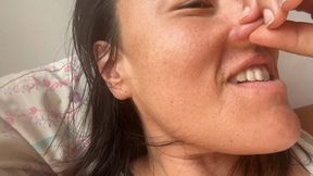 Cute little nose: picking it, eating the snot and blowing smoke from my nose
