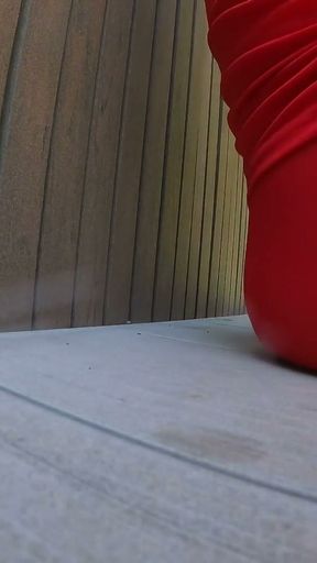 My hard nipples and transparent penis made me cum in front of the cyclists   Clip 1