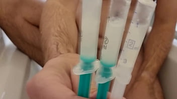 masturbating with strangers cum which i got via express postage injecting with syringe