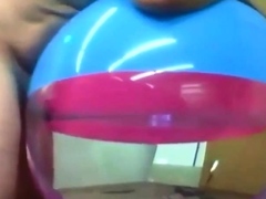 Daddy Plays with Inflatable Beach Ball Sex Toy