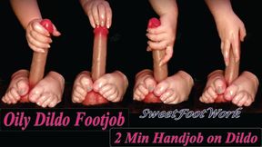 2 Minute Clip Oily Dildo Handjob With My Big Wide Feet and Pedicured Toes Wiggling On The Balls So You Can Imagine I'm Milking Your Hard Cock for You - No Talking SweetFootWork
