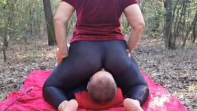 Mistress Luna and her human farting inhaler in the forest