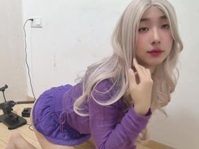Chinese Cute Sissy Destroyed with Giant Cock,squirt Like a Fountain
