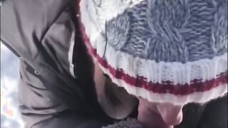 Scared Canadian bimbos lost into forest finds WOOD to suck GULPS his maple syrup