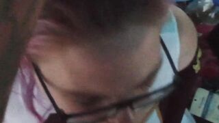 Nun deepthroats and gags on huge penis facial cum drink