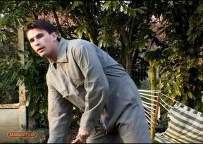 Naughty Teenage Girl Turns on the Gardener Through the Window