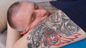 Young blonde with colorful tattoos makes man feel better, g463x (slide show) 2160p