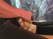 Giving sockjob and he cums on my socks