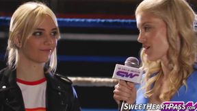 Horny lesbian Sinn Sage licks and scissors the trimmed pussy of straight Ariel X