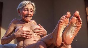 Old Granny Enjoying Oil Foot Massage - Desperate for Tongue in Toes