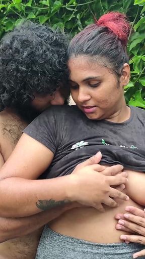 Out Door Terrace Rain Romance with Boobs Suck and Boobs Press