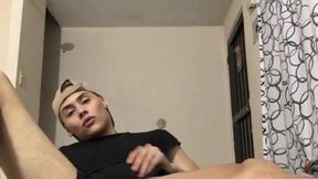 Latino bareback - Pretty twink Zalar shoots thick cum in wild solo