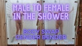 Male to female in the shower, body swap, gender bender