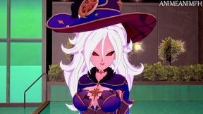 Android 21 in Mona's Costume Gives You Private Thighjobs - Dragon Ball Z & Genshin Impact Hentai 3d