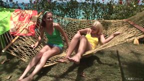 girls hammock shoot - teen lesbians porn