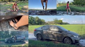 Car Stuck in the Mud & Barefoot Walk in the Mud