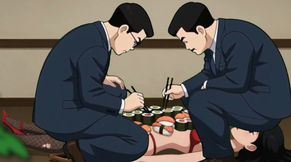 Sushi Girl: Rich Guys Eat Food off a Sexy Slut's Body and Then Fuck Her