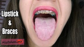 Lipstick and Braces - Mouth Tour with Kisses and Saliva - Upclose Brackets - MissBohemianX - WMV