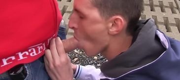 Clothed Czech guy hives random blowjob in the park and swallows the cum