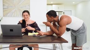 Interracial sex on the table with Alice Visby