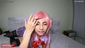 cosplay de yuno gasai monta a su amado como diosa- hentai -amazing reverse cowgirl- mirai nikki- ass white