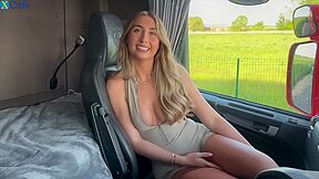 Sexy Slim Blonde Cutie Cheats On Her Bf, Rewarding The Trucker With Bj & Sex For Giving Her A Lift