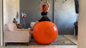 Tiny Girl vs Giant Orange GymBall – Sabina’s Wild Ride