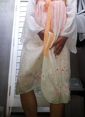 Crossdresser Cum Wearing Cute Chinese Hanfu Dress