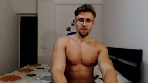 Muscle Hunk Takes Off Shirt Flexes Pecs