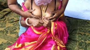 Desi Hot Wife Homemade in Pink Colour Saree Pussy Licking and Fuking