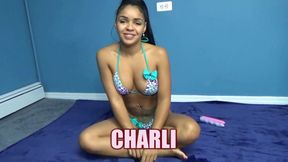 Petite Charli is fucking two toys