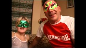 Beautiful Masked MILF with Hairy Pussy Fucked and Cumshot on Small Tits by Amateur Cock