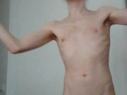 Boy playing Beat Saber while naked and hard