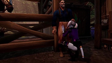 Draenei Girl Gives an Old Man a Deep Blowjob - Warcraft Parody